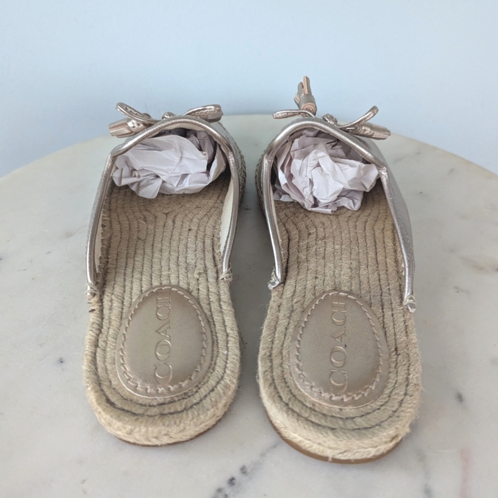 Coach Cassidy Metallic Leather Slip On Espadrille Mules - Picture 10 of 12
